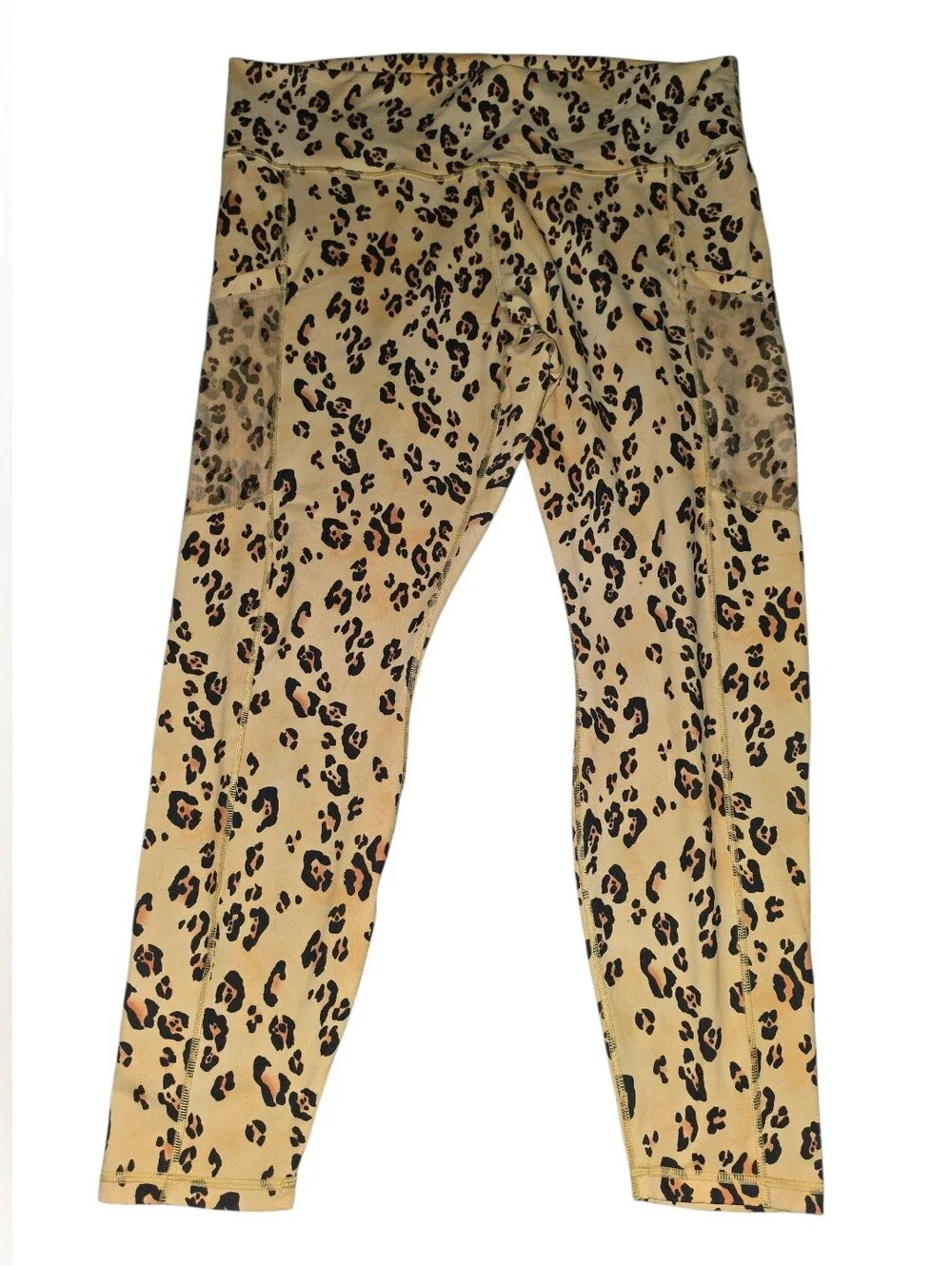 8/4/8. Womens Fabletics Leopard Print Leggings in Beige and Black